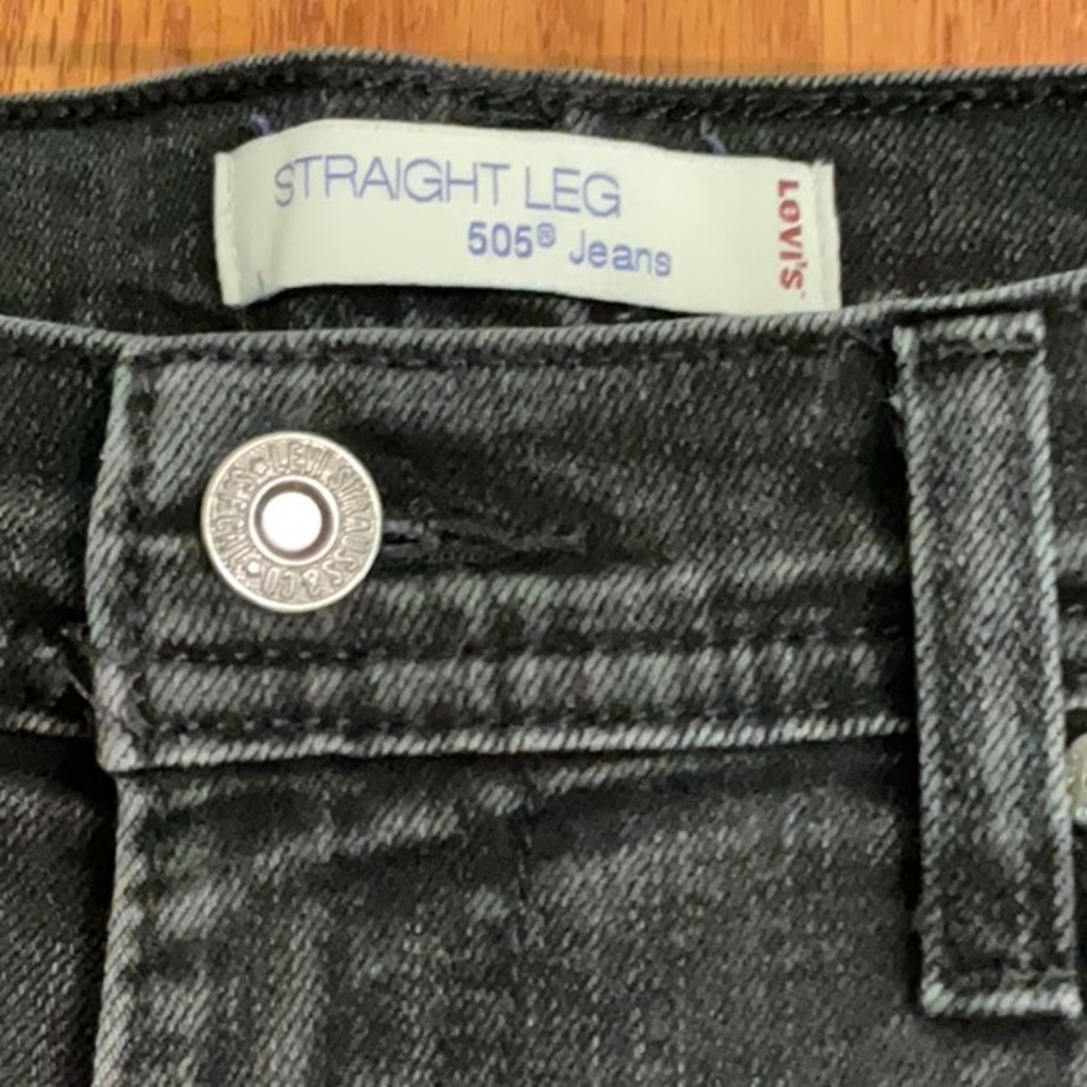Levi’s 505 Straight Leg Jeans Black Denim Black Tab Women’s 8 Short - Picture 2 of 6